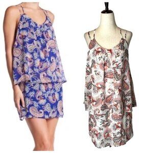 Collective‎ Concepts Ivory Red And Blue Paisley Print Tiered Strappy Dress XS
